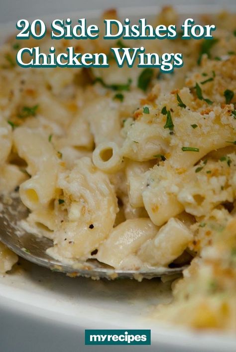 From cooling Creamy Cucumber Salad to Ranch Mashed Potatoes, this collection of chicken wing sides can't be beat. Thanksgiving Pasta Recipes, Chicken Wing Side Dishes, Thanksgiving Pasta, Thanksgiving Mac And Cheese, Mac And Cheese Recipes, Best Mac N Cheese Recipe, Classic Mac And Cheese, Side Dishes For Chicken, Best Mac And Cheese