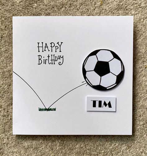 Birthday Card Football, Birthday Cards For Brother, Soccer Cards, Happy Birthday Art, Birthday Card Drawing, Soccer Birthday, Simple Birthday Cards, Homemade Birthday Cards, Easy Birthday