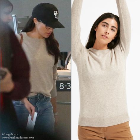 Meghan Markle Everlane Sweater 'Oatmeal' Meghan Markle Sweater, Versatile Everyday Cashmere Sweater, Casual Everyday Cashmere V-neck Sweater, Everlane Casual Long Sleeve Sweater, Everlane Alpaca Sweater, Meghan Markle Dress, Oatmeal Sweater, Meghan Markle Style, Sweater Making