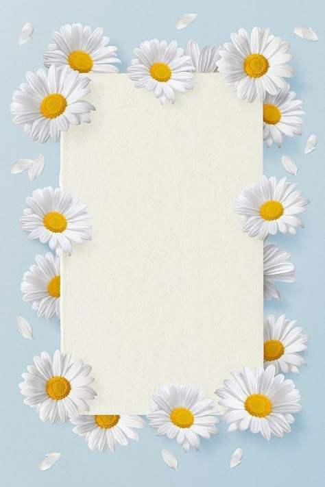 Daises flowers frame background, floral | Free Photo - rawpixel Flowers Frame Background, Daises Flowers, Wedding Daisies, Daisy Invitations, Daisy Background, Flower Pastel, Spring Frame, Blank Screen, Baby Print Art