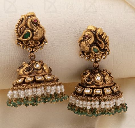 Nakshi Buttalu Gold, Kgf Jewellery, Nagas Jhumka, Jumkas Antiques, Nakshi Earrings, Big Earrings Gold, Gold Jhumka Earrings, Neck Pieces Jewelry, Silver Jewelry Accessories