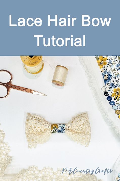 easy diy lace hair bow Lace Hair Bows Diy, Lace Ribbon Bow, Easy Hair Bows, Lace Hair Bow, Hair Bow Tutorial, Simple Lace, Bow Tutorial, Ribbon Hair Bows, Lace Hair