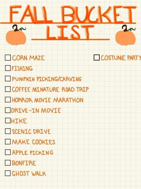 Fall Bucket List Ideas, Fall Checklist, The Fall Movie, Halloween Bucket List, Ghost Walk, Fall Dates, Bucket List Ideas, Fall Bucket List, Pumpkin Picking