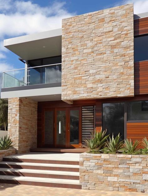 17+ Stunning Exterior Natural Stone Cladding Trends to Watch • 333+ Images • [ArtFacade] Tile Cladding Exterior, Stone Cladding Exterior Modern, Stone Wall Exterior House, Natural Stone Cladding Exterior, Stone Facade House Exterior, Garage Cladding, Exterior Natural Stone, Exterior Stone Wall Cladding, Tiles Facade