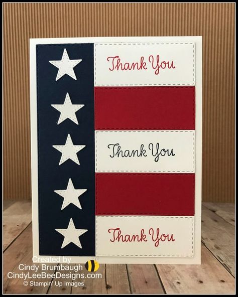 Stampin Up Veterans Day Cards, Veteran Cards Ideas, Military Cards Homemade, Veterans Day Card Ideas, Patriotic Cards Handmade, Veterans Day Cards Handmade, Veterans Cards, American Decorations, Independence Day Card