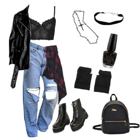 90s Grunge Style Edgy, Noah Cyrus Concert Outfit Ideas, Vintage Rockstar Outfit, Rock Astetic Outfits, 5sos Show Outfit Ideas, Grungy Outfit Inspiration, Rockstar Chic Outfits, Rock Astethics Outfit, 90s Rock Concert Outfit