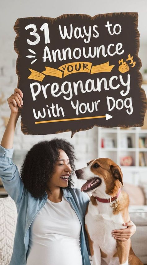 women announcing her pregnancy with her dog Pregnancy Announcement With Dogs, Pregnancy Reveal Ideas, Pet Pregnancy Announcement, Dog Baby Announcement, Fun Pregnancy Announcement, Dog Pregnancy Announcement, Show Look, Creative Pregnancy Announcement, Cute Pregnancy Announcement