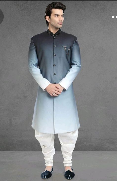 Ombre Kurta For Men, Stylish Boy Clothes, Blue Sherwani, Western Men, Boys Waistcoat, Mens Indian Wear, Sherwani For Men Wedding, Wedding Kurta, Shades For Men