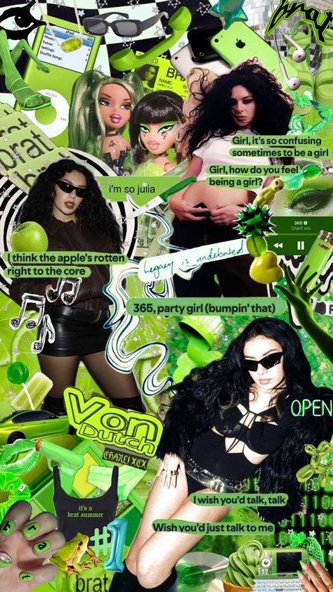 brat charli xcx #brat #charlixcx #music #vibes #aesthetic #bratsummer #green #limegreen #imsojulia #365partygirl Charli Xcx Brat Aesthetic, Charli Xcx Aesthetic, Music Vibes Aesthetic, Brat Charli, Brat Aesthetic, Music Vibes, 2000s Aesthetic, Music Artist, Charli Xcx