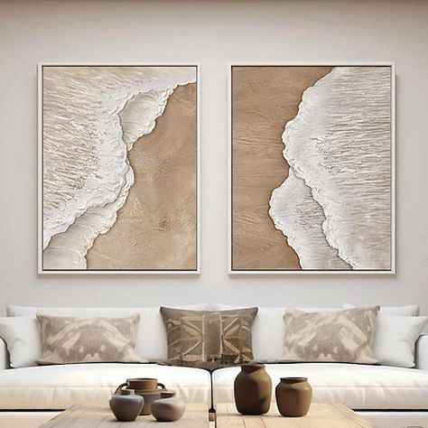 Wabi Sabi Art Painting, Ocean Wave Painting, Painting Set Of 2, Wabi Sabi Painting, Black Wall Decor, Wave Painting, Sky Painting, Art Texture, Painting Set