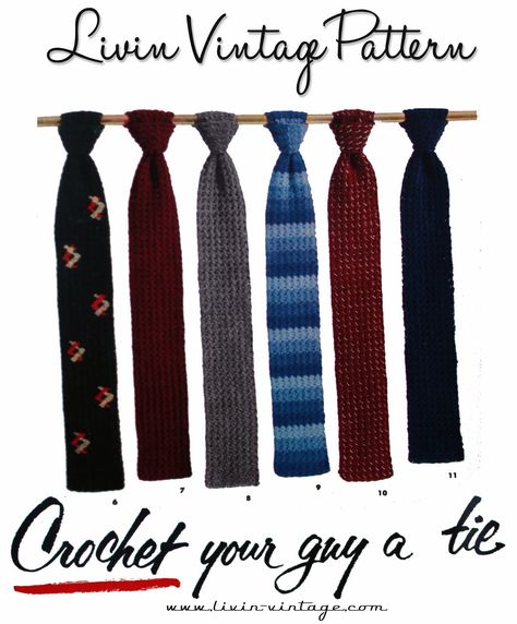 This month's free pattern is for the man in your life.  I really love this style of tie!  I am offering, for FREE, the pattern to mak... Crochet Mens Tie, Knitted Tie Pattern Free, Crochet Mens Tie Pattern Free, Crochet Necktie Pattern, Crochet Neck Tie Free Pattern, Crochet Necktie Pattern Free, Knit Tie Pattern, Crochet Tie Pattern Free, Knit Gifts For Men