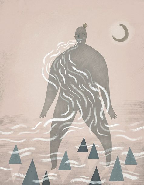 "Mythical Man" 🌬️👑🌲by Sarah Goodreau "Here I wanted a large mythical like man-creature to blend in with his surroundings while also changing them." Represented by Artistique #Design #Childrensbooks #landscape #nature #spiritual #adventuretime #dream #surreal #weather #characterart #graphicsart #conceptart #directoryofillustration #conceptualillustration #digitalillustrator #digitalillustration #graphicillustration #illustrationdesign #mixedmedia #people #digital #conceptualart #conceptartist Gothic Fairytale, Conceptual Illustration, Dog Adventure, The Fog, Folk Tales, Ink Illustrations, Illustration Artists, Editorial Illustration, Conceptual Art