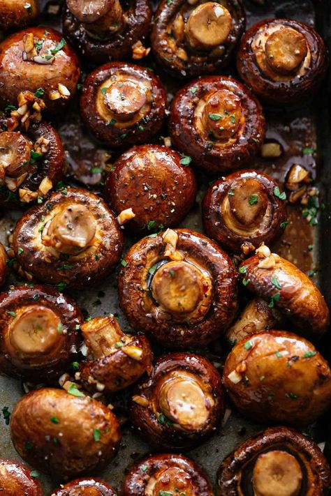 Roasted Mushrooms (Balsamic Soy) - Cafe Delites Alfred Sauce, Stovetop Recipes, Mushrooms Roasted, Fruit Detox, Balsamic Mushrooms, Bacon Sauce, Crab Stuffed Mushrooms, Baked Mushrooms, Christmas Side