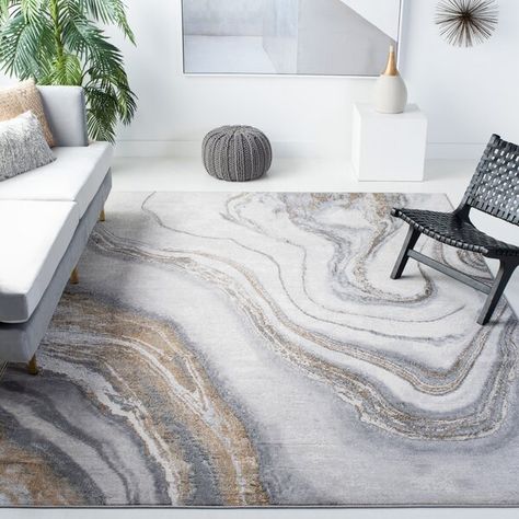 Contemporary Carpet, Stylish Rugs, Gold Rug, Abstract Rug, Nebraska Furniture Mart, White Area Rug, Grey And Gold, Modern Area Rugs, Indoor Area Rugs