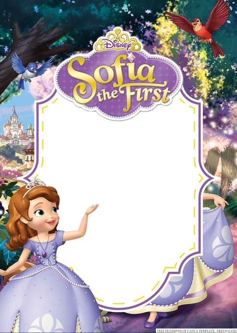 Sofia Birthday Invitation, Princess Sofia Invitations, Princess Sofia Birthday Party Ideas, Bday Background, Cinderella Birthday Invitation, Create Birthday Invitations, Princess Sofia Birthday, Princess Sofia Party, Sofia The First Birthday Party