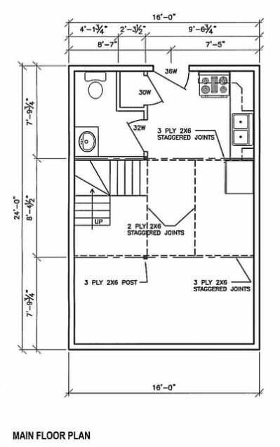 16x24 floor plan 16x24 Tiny House, 16x24 Cabin, Small Cabin Designs, Loft Floor Plans, Loft Flooring, Log Cabin Plans, Shed House Plans, Cabin Loft, Cabin Floor