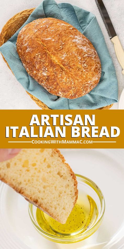 Artisan Italian Bread Crusty Italian Bread Recipe, Rustic Italian Bread, Italian Baking, Italian Bread Recipes, Bread Oil, Bread Maker Recipes, Knead Bread, No Knead Bread, Italian Bread