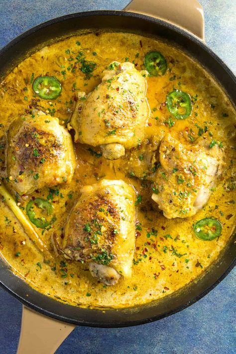 Coconut Chicken Curry - Try this coconut curry recipe with chicken thighs that are seared then braised in a flavorful sauce made with curry spices and coconut milk. #Curry #Dinner Curry Chicken Thighs, Coconut Curry Chicken Recipes, Curry Dinner, Chicken Curry Recipe Easy, Coconut Curry Recipes, Yellow Curry Paste, Comfort Meals, Chicken Coconut, Chicken Breast Crockpot Recipes