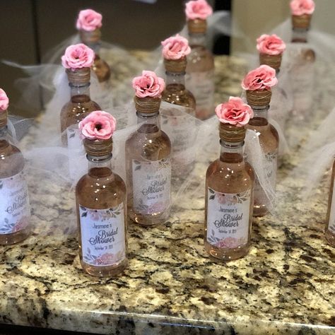 Wine Themed Centerpieces Bridal Showers, Wine Bottle Party Favors, Bridal Shower Game Prizes, Wine Bottle Lables, Mini Wine Bottle Favors, Chanel Bridal Shower, Chanel Bridal, Wine Bottle Favors, Bottle Labels Diy