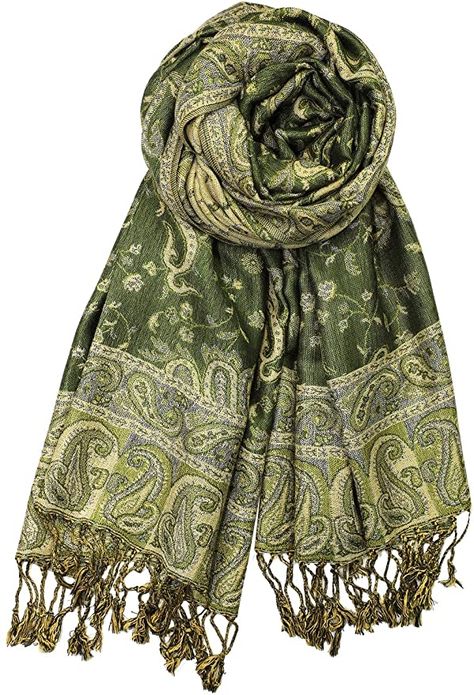 Achillea Soft Silky Reversible Paisley Pashmina Shawl Wrap Scarf w/Fringes (Dark Olive) at Amazon Women’s Clothing store Silk Scarf Outfit, Big Scarf, Skirt Coverup, Scarf Outfit, Boho Scarfs, Pretty Scarves, Sheer Scarf, Polyester Scarf, Dyed Linen