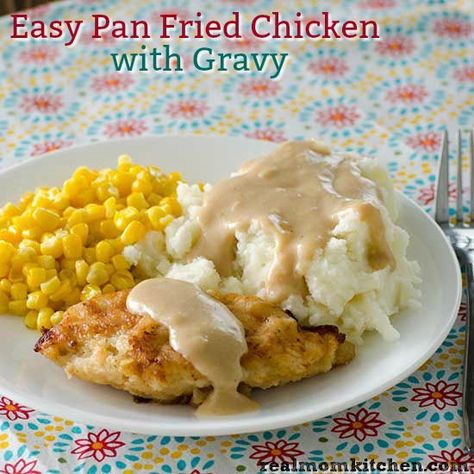 Easy Pan Fried Chicken with Gravy | Real Mom Kitchen Easy Pan Fried Chicken, Fried Chicken With Gravy, Fried Chicken And Gravy, Gravy Recipe Easy, Fried Chicken Gravy, Chicken With Gravy, Chicken And Gravy, Mom Kitchen, Gravy Ingredients