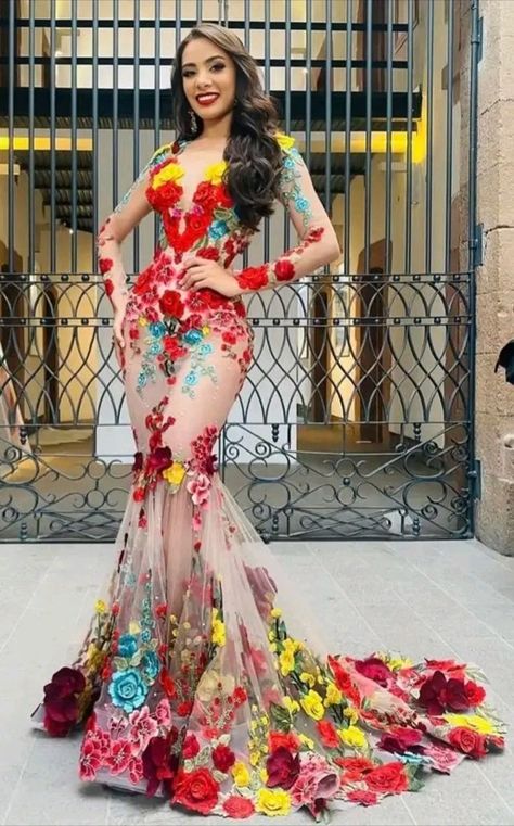 Flowery Outfits, Ideas Bodas, Traditional Mexican Dress, Fay Dress, Mexican Wedding Dress, Met Gala Outfits, Perfect Dresses, Mexican Fashion, Classy Prom Dresses