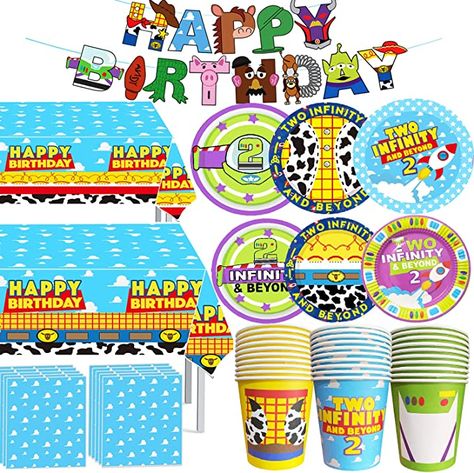 Cartoon Story, Toy Story Party Decorations, Birthday Party Images, Fest Temaer, Boy Birthday Decorations, Birthday Plate, Toy Story Birthday Party, 1st Birthday Decorations, Girl 2nd Birthday