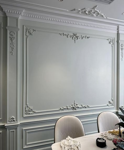 Neoclassic Wall, 2024 Color Palette, Bedroom Built In Wardrobe, Wall Moulding, Cornice Design, Living Room Classic, Baroque Decor, Classical Interior, House Wall Design