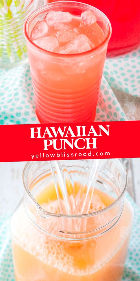 Hawaii Punch Recipes, Tropical Punch Recipe, Hawaiian Punch Recipes, Homemade Punch, Hawaiian Fruit, Homemade Horchata, Fruit Punch Recipe, Punch Drink, Mix Drinks