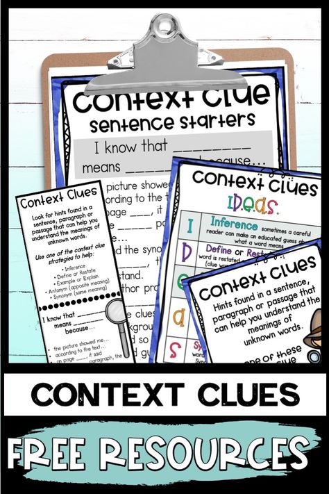 Context Clues 3rd Grade, Context Clues Anchor Chart 2nd Grade, Teaching Context Clues, Context Clues Anchor Chart, Tutoring Reading, Context Clues Activities, Context Clues Worksheets, New Vocabulary, Silly Words