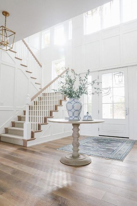 Beachy Hardwood Floors, White Oak Engineered Hardwood Floors, Restoring Hardwood Floors, Foyer Floors, Hardwood Entryway, Decorators White, Engineered Floors, Foyer Flooring, Oak Engineered Hardwood