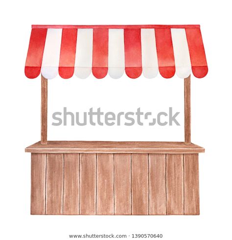 Market Drawing Easy, Stall Illustration, Stall Drawing, Food Stall Design, Market Stalls, Stall Designs, Sketches Easy, Watercolor Clipart, Image Illustration