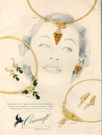 Coro Craft Jewellery Advertising, 1950s Jewelry, Coro Jewelry, Wearable Art Jewelry, Jewelry Ads, Aquamarine Jewelry, Homemade Jewelry, Fine Jewels, Vintage Jewels