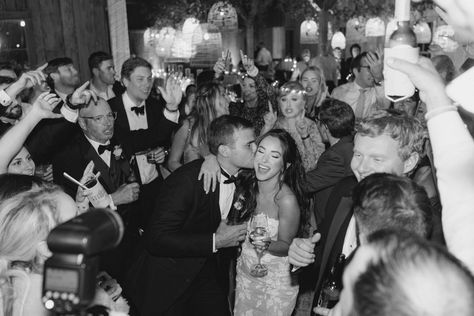 Groom kisses bride on the dance floor at Boone Hall fall wedding. Wedding Dance Floor Pictures, Wedding Dj Aesthetic, Wedding Pictures Reception, Dancing Wedding Photos, Wedding Dance Floor Photos, Wedding Dance Floor Props, Wedding Dance Photos, Black Tie Fall Wedding, Dancing At Wedding