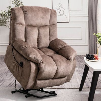 This recliner can be placed in the living room or bedroom to provide you with a place to relax. It can be adjusted to any angle and choose a position that makes you feel comfortable in a variety of angles. The cushion is comfortable, comfortable to the touch velvet, the fabric is very soft. Even if you lie on it all day will not make you feel tired. Bringing the best experience to you. Fabric: Brown Velvet | Latitude Run® Velvet Electric Lift Recliner w / Padded Armrests Velvet in Black, Size 40 Reclining Sofa Living Room, Lift Chair Recliners, Power Recliner Chair, Lift Recliners, Single Sofa Chair, Electric Recliners, Power Reclining Sofa, Home Theater Seating, Sofa Living