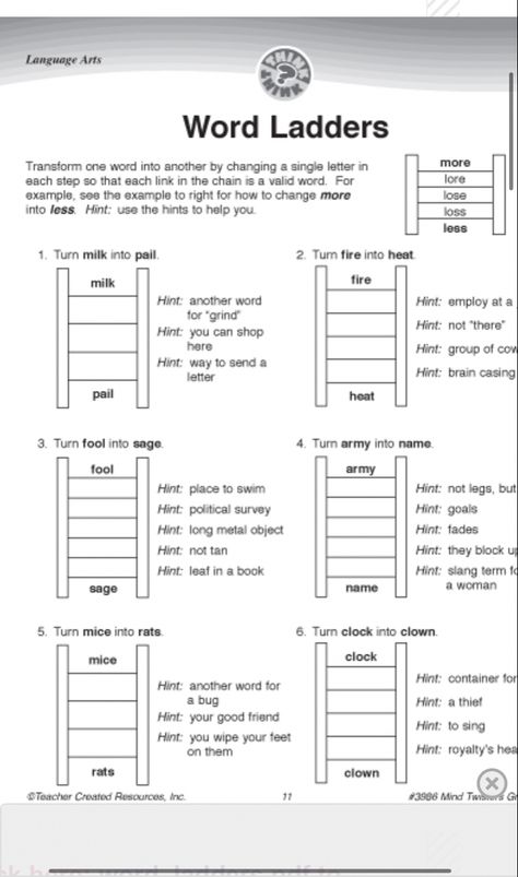 Word Ladders, Best Word, Answer Sheet, English Games, Senior Activities, Spelling Activities, Vocabulary Games, English Classroom, Teaching Phonics