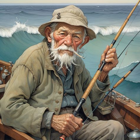 "The Old Man and the Sea" is a timeless classic written by Ernest Hemingway that tells the story of an old Cuban fisherman named Santiago and his epic... -  #conquers #Elderly #Man #sea Old Fisherman, Ernest Hemingway, Hyperrealism, Unique Image, Old Men, Old Man, Timeless Classic, Amazing Art, Written By