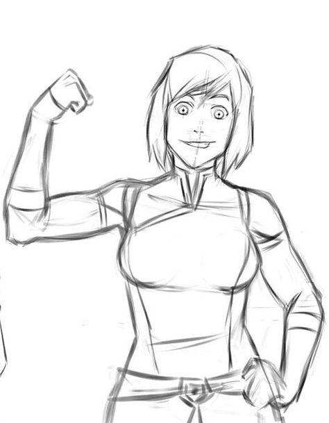 Korra Drawing Sketch, Korra Drawing, Korra Sketch, Short Hair Drawing, Oblique Workout, Avatar Korra, Avatar Series, Korra Avatar, Sketch Poses