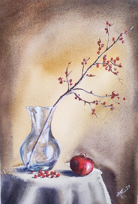 Still-life painting with Watercolour Plz follow my YouTube channel.. https://www.youtube.com/channel/UCDONoIU0uFhkP83iGYMAeHw #easydrawing #still-life #watercolorart #watercolorstill -life #easystill-lifepainting #objectdrawing #realisticdrawing #howtodraw #drawing #art #watercolorpainting #watercolours #challenge #paintingoftheday #glassvase #glasseffect Watercolour Object Painting, Watercolour Still Life Easy, Still Life Watercolor Paintings Easy, Object Drawing Still Life Watercolor Painting, Still Life Drawing Colour, Watercolour Still Life Painting, Easy Still Life Painting, Watercolour Painting For Beginners, Watercolour Still Life