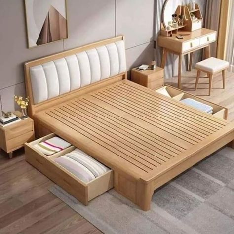 King Size Bed Wood, Wood Frame Bed, Teenager Bedroom Design, Super King Bed, Simple Bed Designs, Fabric Upholstered Bed, Bed Fabric, Sofa Design Wood, Bed Headboard Design