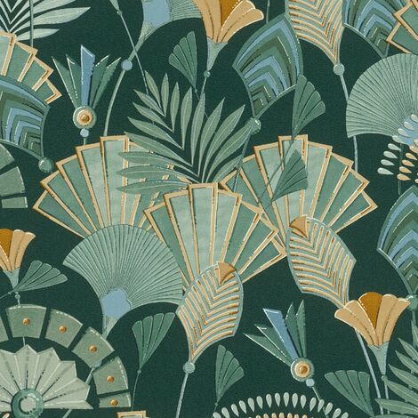 Albany Wallpaper, Green Art Deco, Deco Wallpaper, Art Deco Inspiration, Motif Art Deco, Art Deco Bedroom, Art Deco Floral, Style Wallpaper, Art Deco Wallpaper