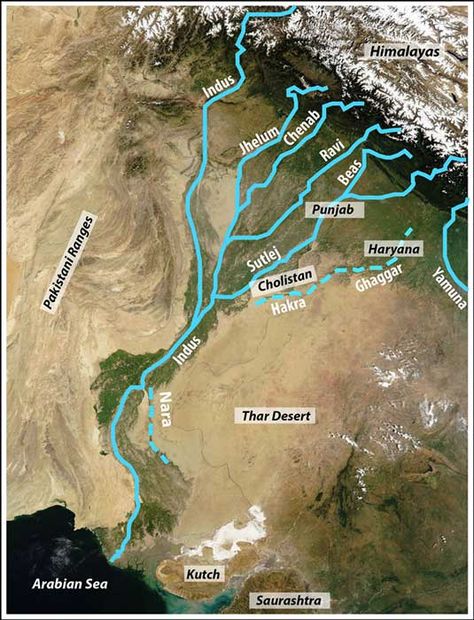 Indian River Map, Harappan Civilization, Indus Civilization, Ancient India Map, Saraswati River, India World Map, Basic Geography, Ancient Indian History, General Awareness