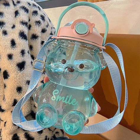 Bear Water Bottle, Squirrel Gift, Kawaii Bear, Duck Gifts, Straw Bottle, Cute Water Bottles, Sloth Gift, Seal Gifts, Straw Cup