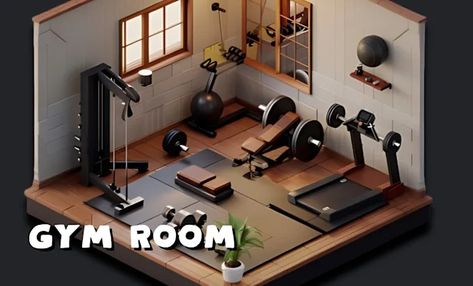 Create 3d isometric room with low poly for your design by Atlastudio | Fiverr Isometric 3d Room, 3d Isometric Room, Isometric Room, 3d Isometric, Gym Room, Architecture Interior Design, 3d Modeling, Architecture Interior, Cartoon Style