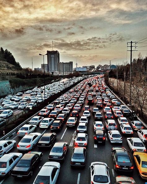 Traffic jam on Hemmat expressway. #Tehran, #Iran. Photo by Parsa Shahrivar Iran Pictures, Fav Place, Cities In Germany, Meaningful Pictures, Tehran Iran, Global City, Astro Turf, Traffic Jam, Ways To Make Money Online