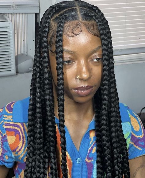 Big Box Braids Hairstyles, Box Braids Hairstyles For Black Women, Braids Hairstyles Pictures, Braided Cornrow Hairstyles, Acrylic Press On Nails, Cute Box Braids Hairstyles, Quick Braided Hairstyles, Protective Hairstyles Braids, Pretty Braided Hairstyles