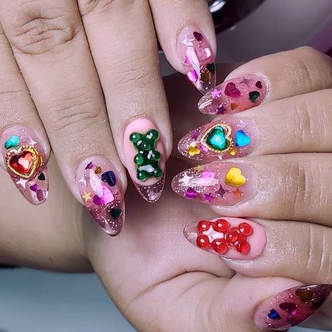 Short Gummy Bear Nails, Gummy Nails, Gummy Bear Nails, Bear Nails, Bears Nails, Nail Techniques, Gummy Bear, Funky Nails, Gel Nail Art