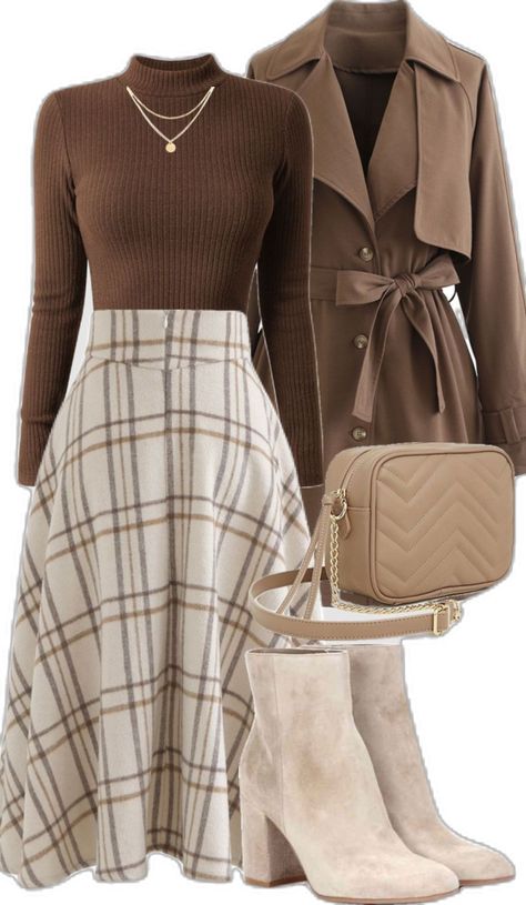 #brownaesthetic #brownoutfit #fallfashion #autumnaesthetic #falloutfit #winterfashion #churchoutfit #christiangirl #skirt #boots #fall Skirt Combinations, Modest Fall Outfits, Skirt Sweater, Modesty Outfits, Cute Modest Outfits, Stylish Winter Outfits, Western Outfits Women, Trendy Fall Outfits, Jeans Fashion