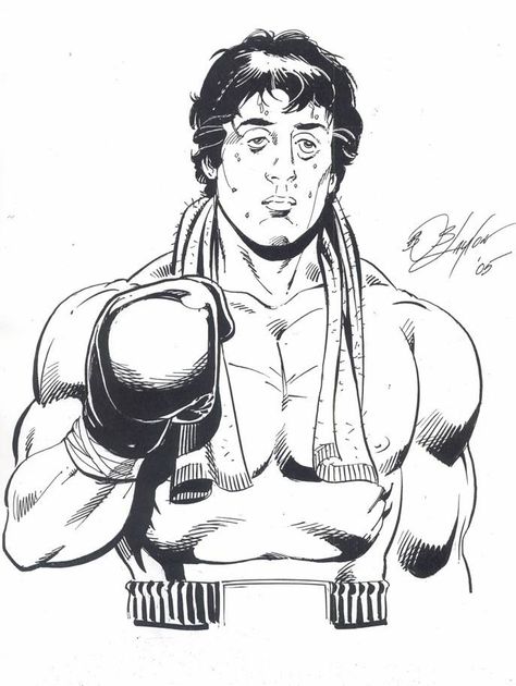 Rocky Balboa 1, Rocky Tattoo, Badass Drawings, Rocky Balboa, Movie Poster Art, Balboa, Cool Art Drawings, Comic Artist, Art Drawings Sketches