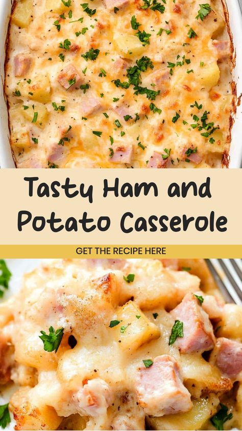 Looking for a comforting and delicious meal idea? Try this flavorful ham and potato casserole recipe that is perfect for cozy family dinners. Made with layers of tender potatoes, savory ham, creamy cheese sauce, and topped with crispy breadcrumbs, this dish is sure to be a hit with everyone at the table. Whether you're hosting a special gathering or simply craving some hearty comfort food, this casserole is easy to make and always satisfies. Potato Ham Onion Casserole, Leftover Ham And Turkey Casserole, Mashed Potatoes And Ham, Ham And Pea Casserole, Meals Using Potatoes, Potatoes Ham Casserole, Potato And Pork Recipes, Ham And Potato Casserole Crockpot Easy Recipes, Dinner Recipes With Leftover Ham